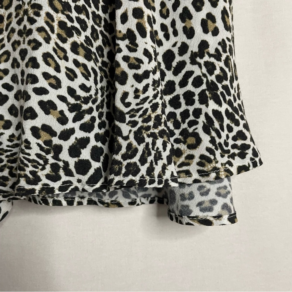 Zara Ruffle Leopard Print Mini Skort Skirt Boho Animal Cheetah Print - Picture 12 of 14